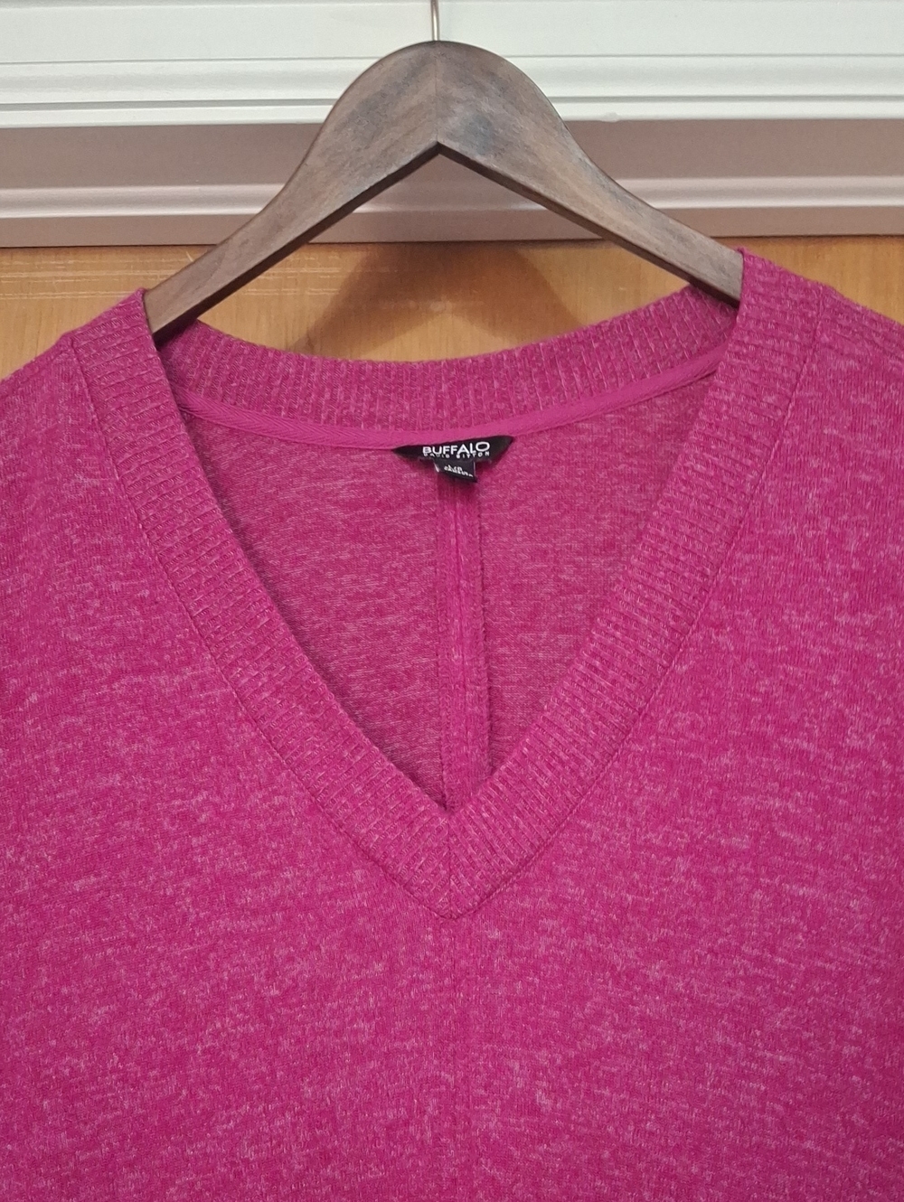 Buffalo David Bitton V-Neck Sweater in Raspberry Pink - Picture 2 of 3